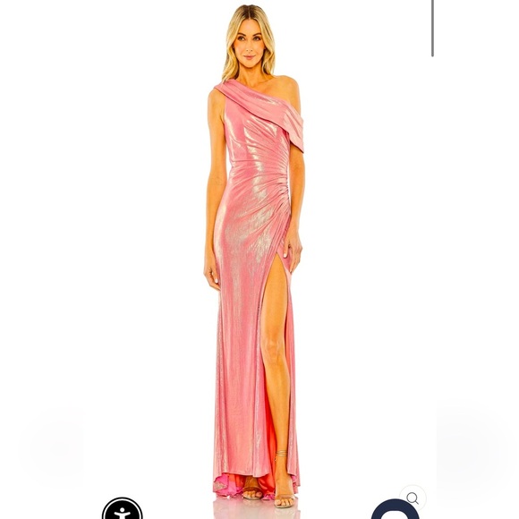 Mac duggal 27152 Elegant Pink One-Shoulder Gown - Picture 1 of 12